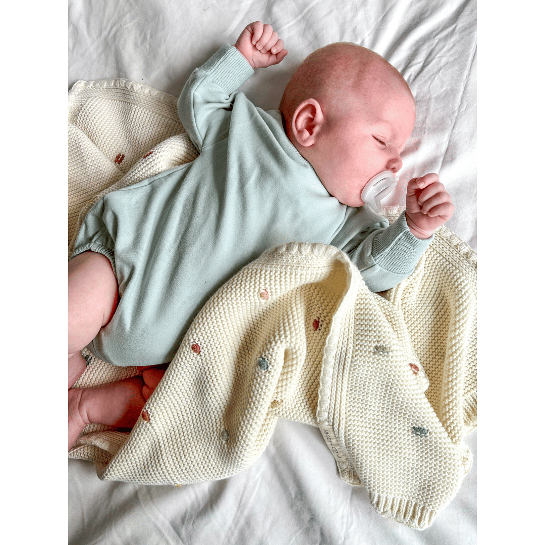 Organic French Terry Cotton Bubble Romper | Duck Egg