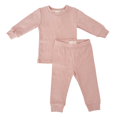 Organic Cotton Ribbed Lounge Set | Marshmallow Pink