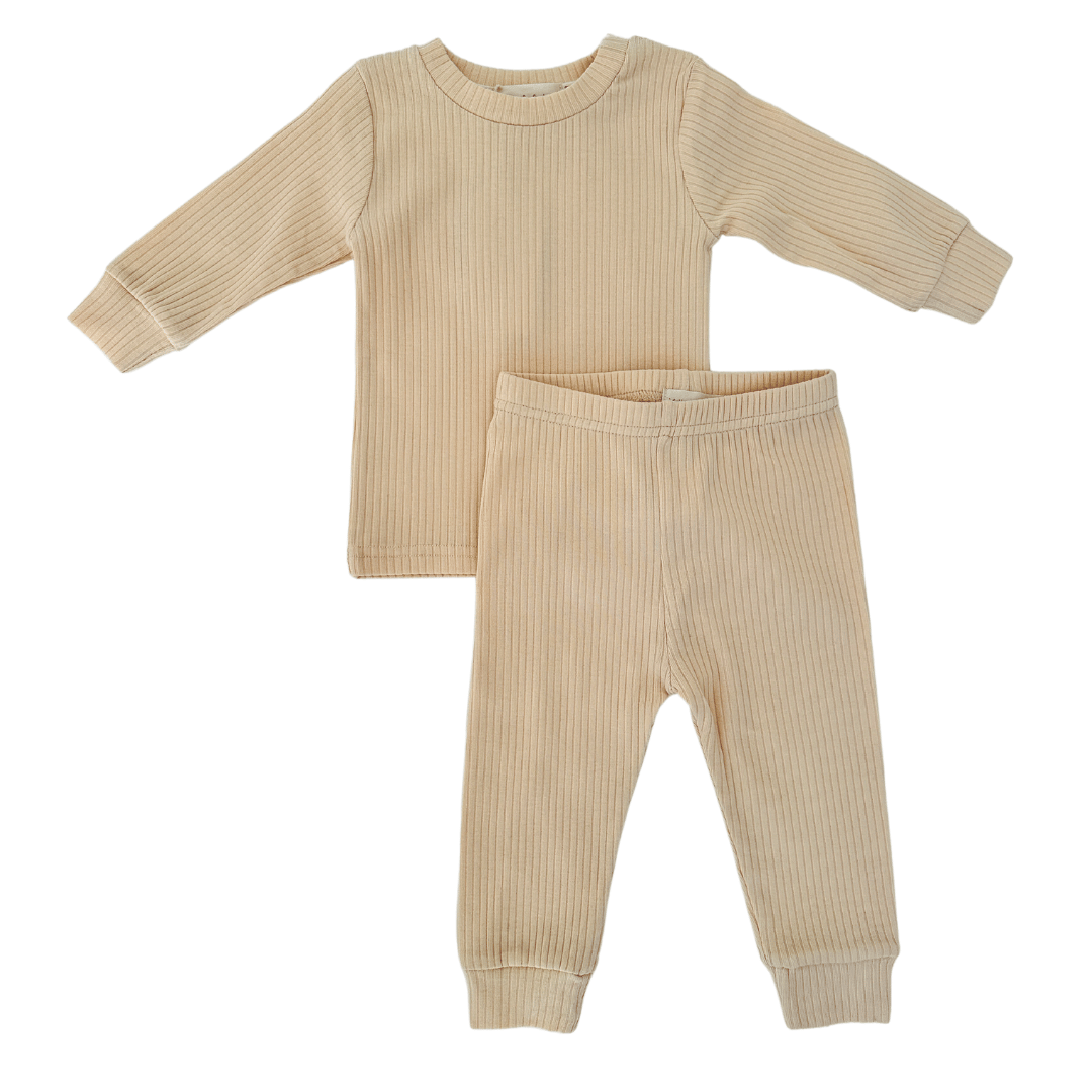 Organic Cotton Ribbed Lounge Set | Swiss Meringue