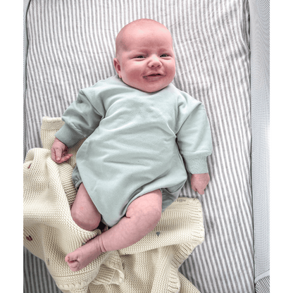 Organic French Terry Cotton Bubble Romper | Duck Egg