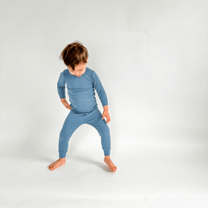 Organic Cotton Ribbed Lounge Set | French Blue