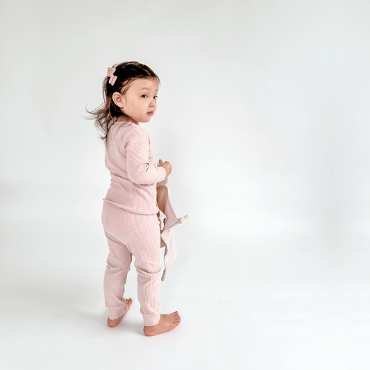 Organic Cotton Ribbed Lounge Set | Marshmallow Pink