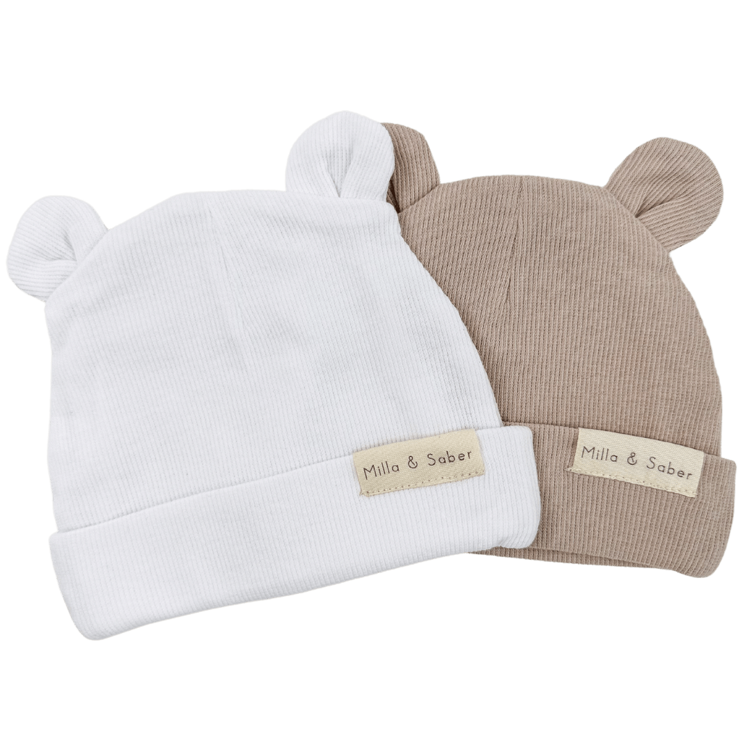 Organic Cotton Bear Beanie | Biscuit - Milla + Saber