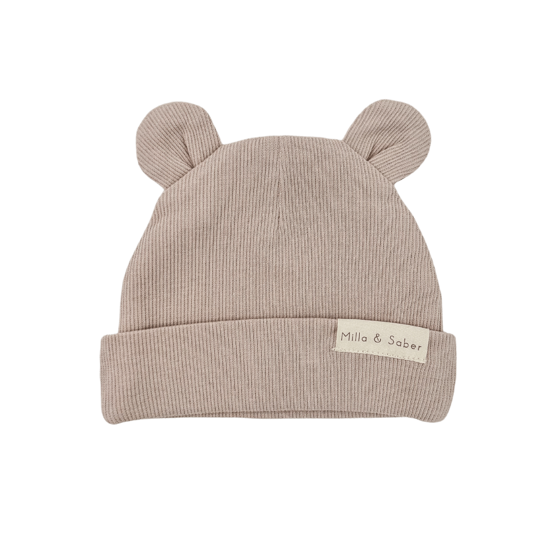 Organic Cotton Bear Beanie | Biscuit - Milla + Saber