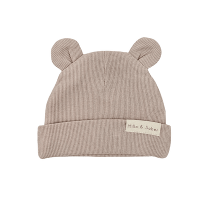 Organic Cotton Bear Beanie | Biscuit - Milla + Saber