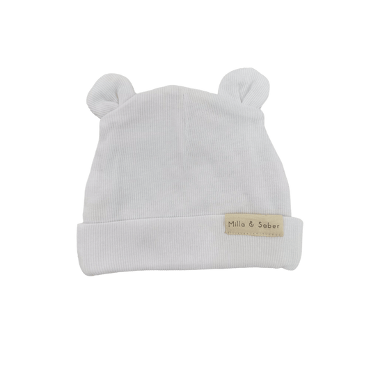 Organic Cotton Bear Beanie | Coconut - Milla + Saber