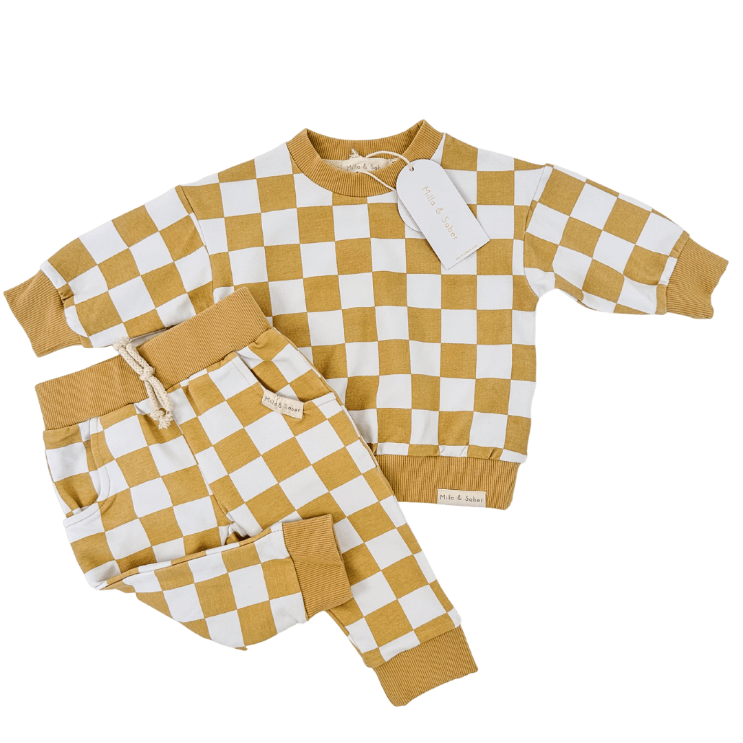 Organic Cotton Checkered Set | Honey - Milla + Saber