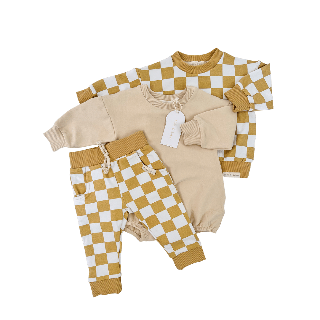 Organic Cotton Checkered Set | Honey - Milla + Saber