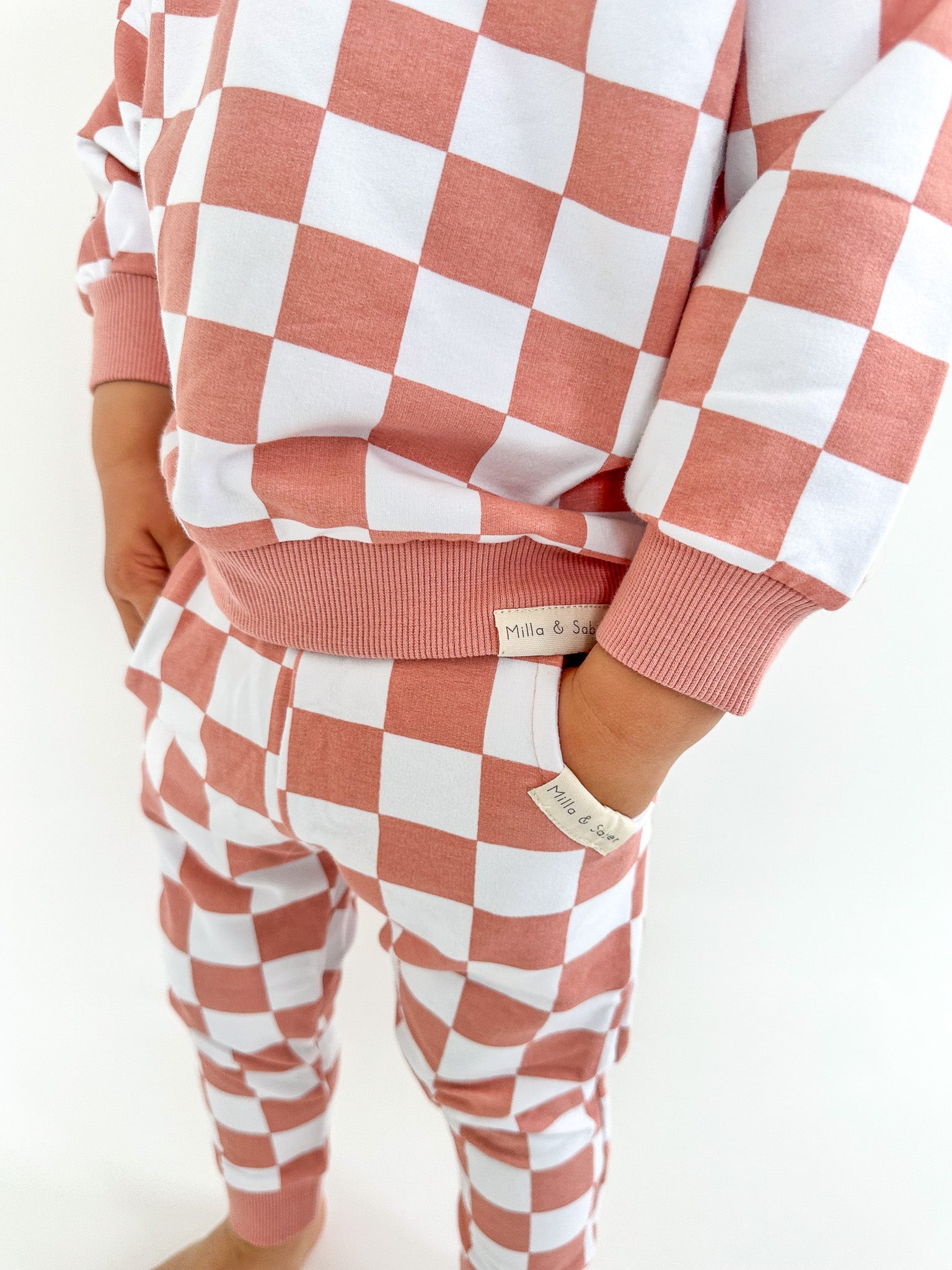 Organic Cotton Checkered Set | Pink Clay - Milla + Saber