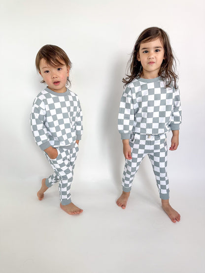 Organic Cotton Checkered Set | Rain - Milla + Saber