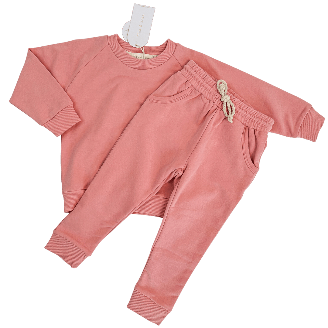 Organic Cotton French Terry Set | Fairy Floss Pink MAS002-2- Milla + Saber