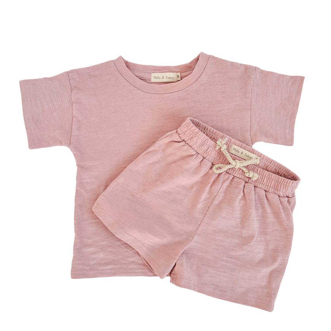 Organic Cotton Jersey Summer Set | Pink Lemonade - Milla + Saber