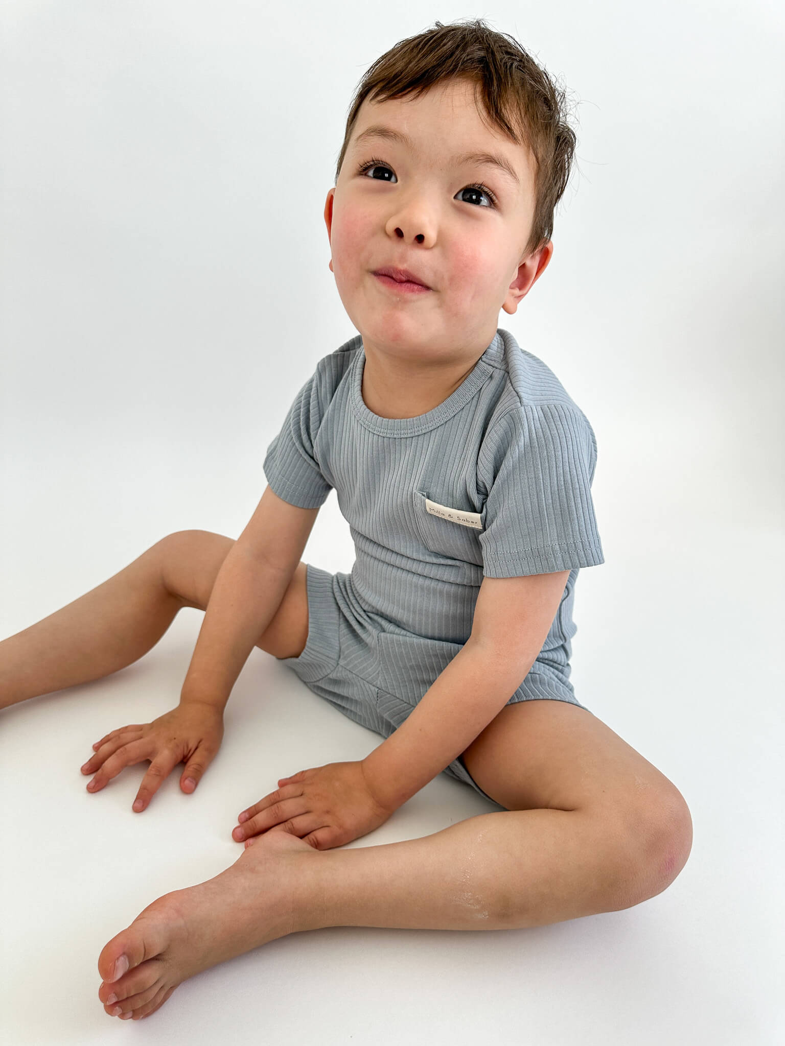 Organic Cotton Ribbed Summer Set | Blueberry - Milla + Saber