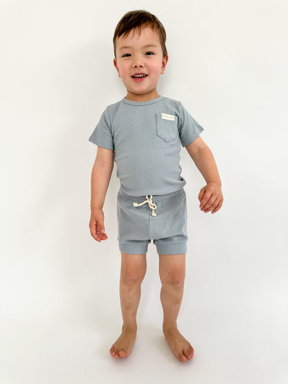 Organic Cotton Ribbed Summer Set | Blueberry - Milla + Saber