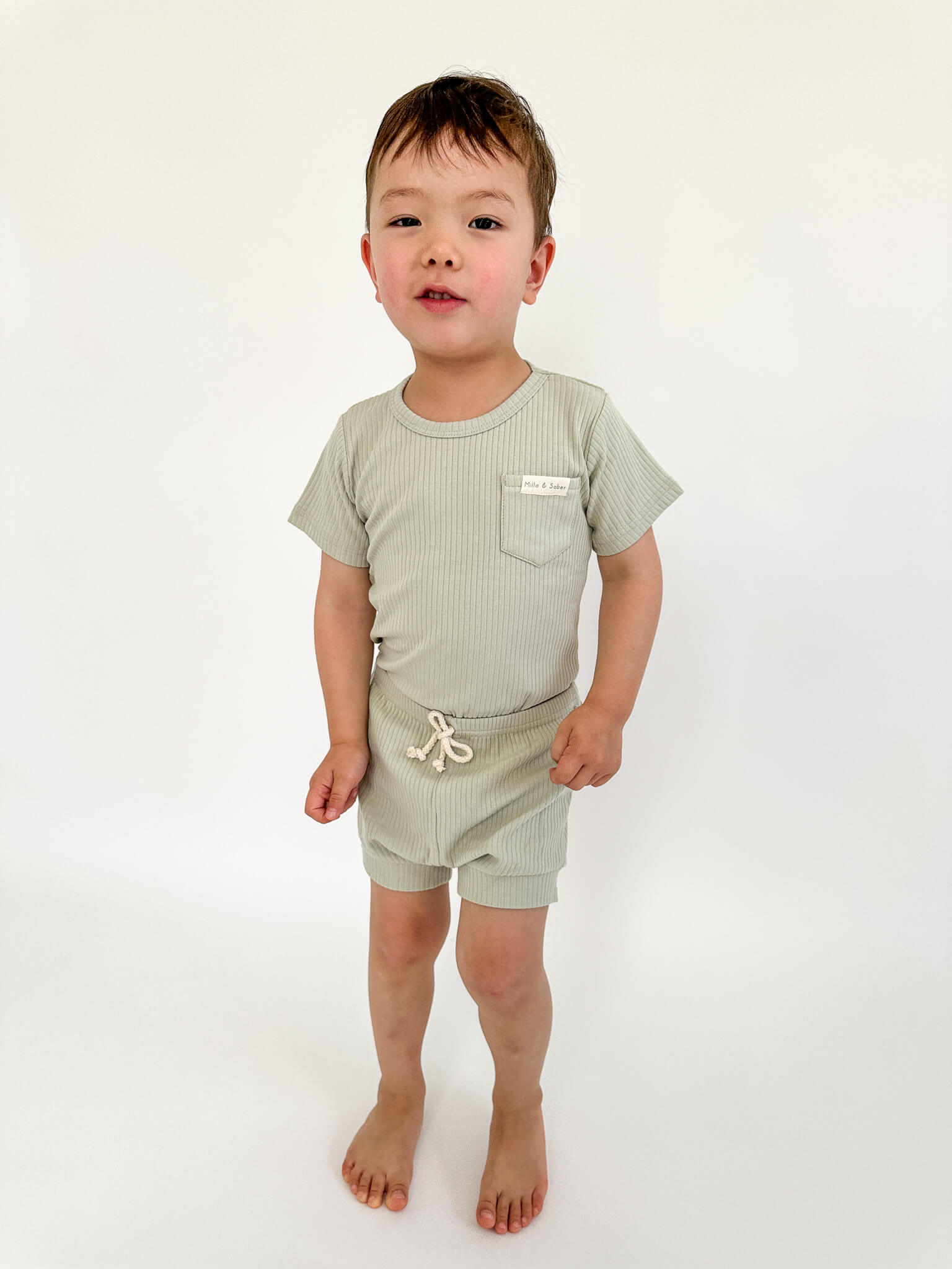 Organic Cotton Ribbed Summer Set | Matcha - Milla + Saber