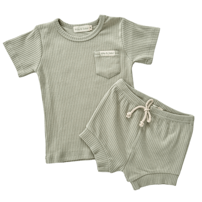 Organic Cotton Ribbed Summer Set | Matcha - Milla + Saber