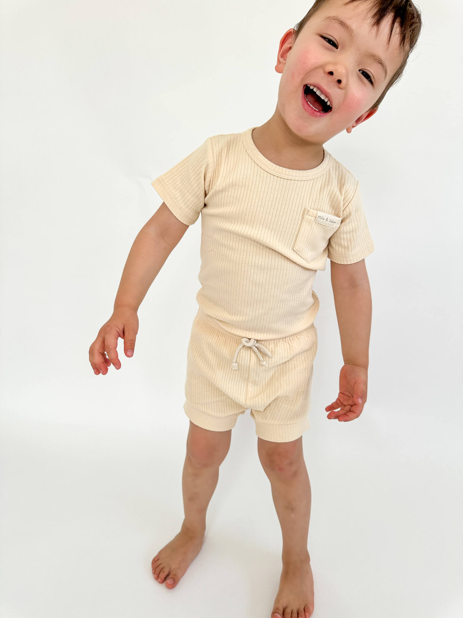 Organic Cotton Ribbed Summer Set | Vanilla Ice Cream - Milla + Saber