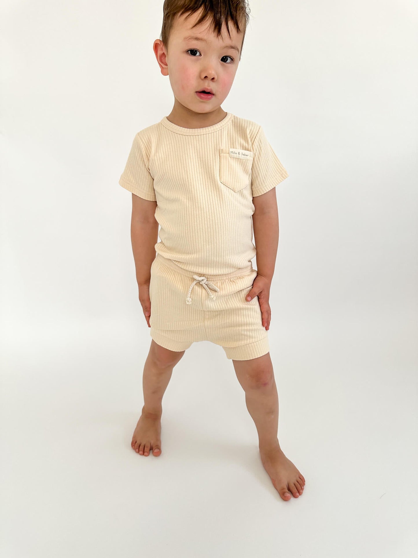 Organic Cotton Ribbed Summer Set | Vanilla Ice Cream - Milla + Saber