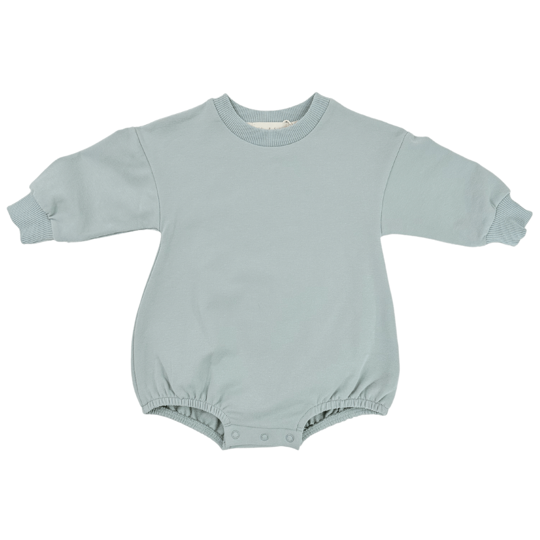 Organic French Terry Cotton Bubble Romper | Duck Egg - Milla + Saber