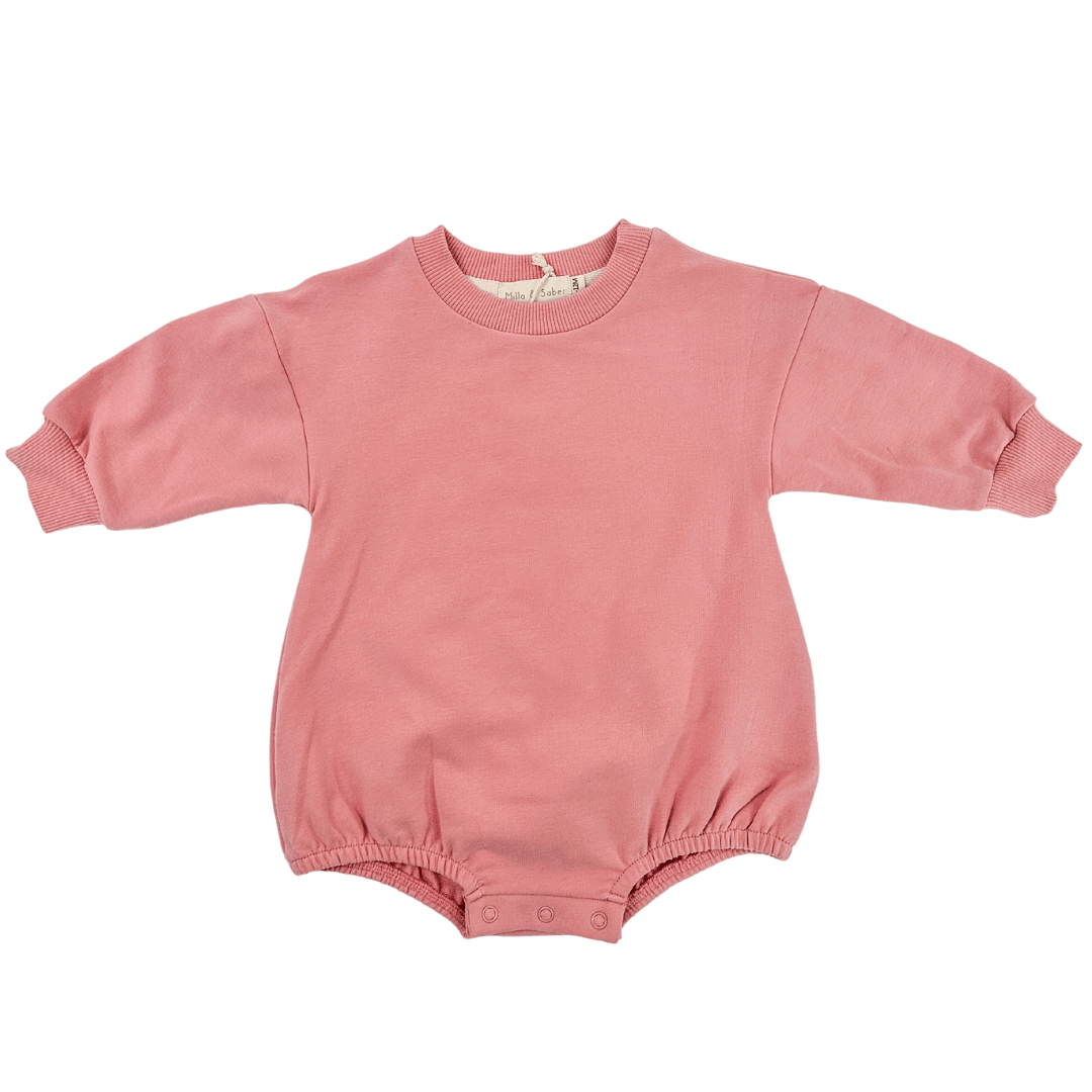 Organic French Terry Cotton Bubble Romper | Fairy Floss Pink - Milla + Saber